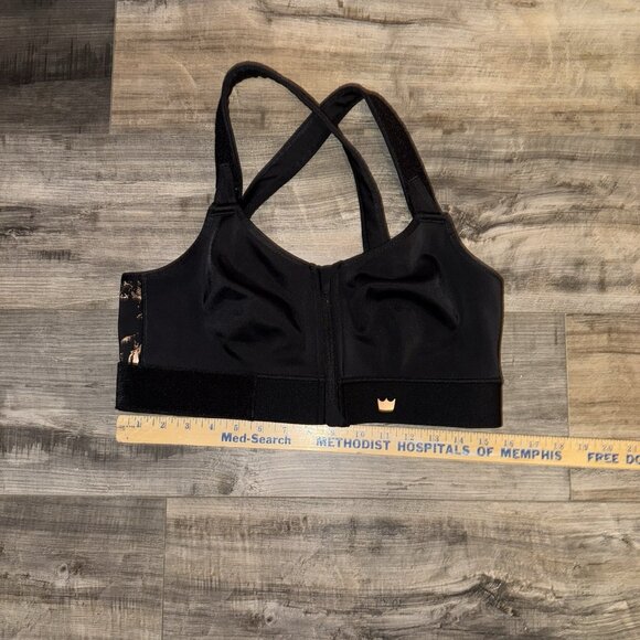 SHEFIT Women’s Black Front Zip High Impact Sports Bra Size 1Luxe - Picture 2 of 4